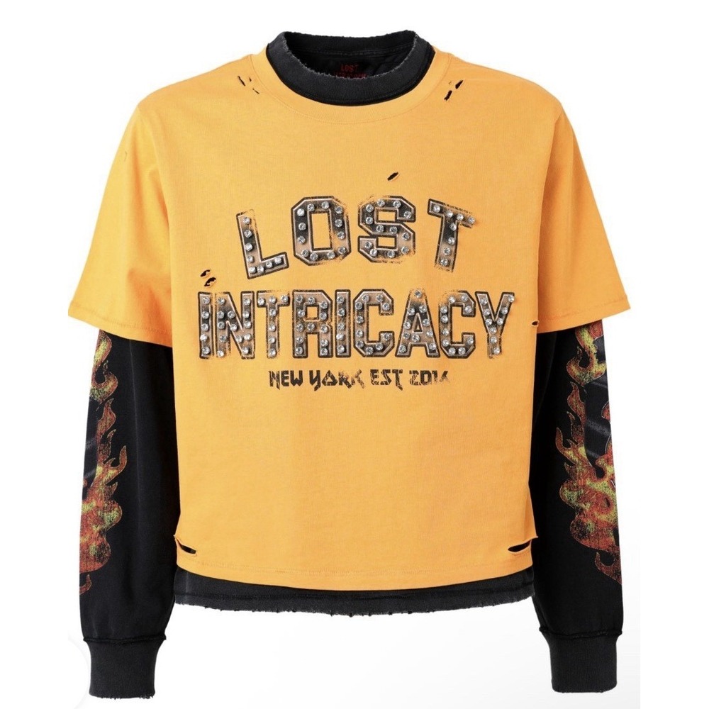 NWT Lost Intricacy Yellow Motors Layered Long Sleeve/ Short Sleeve Size XXL